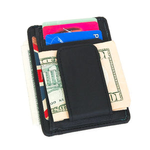 Printed grain cow hide leather money clip with magnet Black