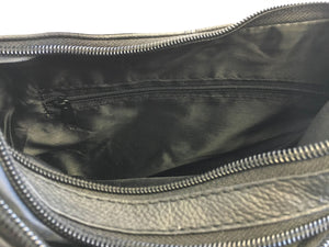Genuine Leather Multi-Pocket Crossbody Purse - Adjustable