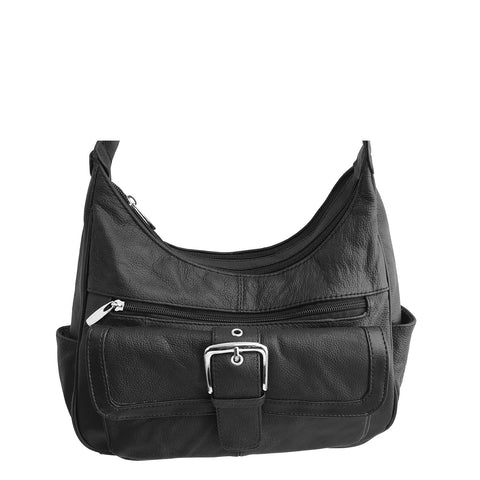 Genuine Leather Multi-Pocket Crossbody Purse - Adjustable